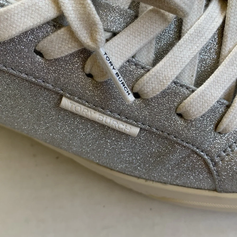Tory Burch Lady Bug Glitter Sneaker in Silver Glitter/Blanc